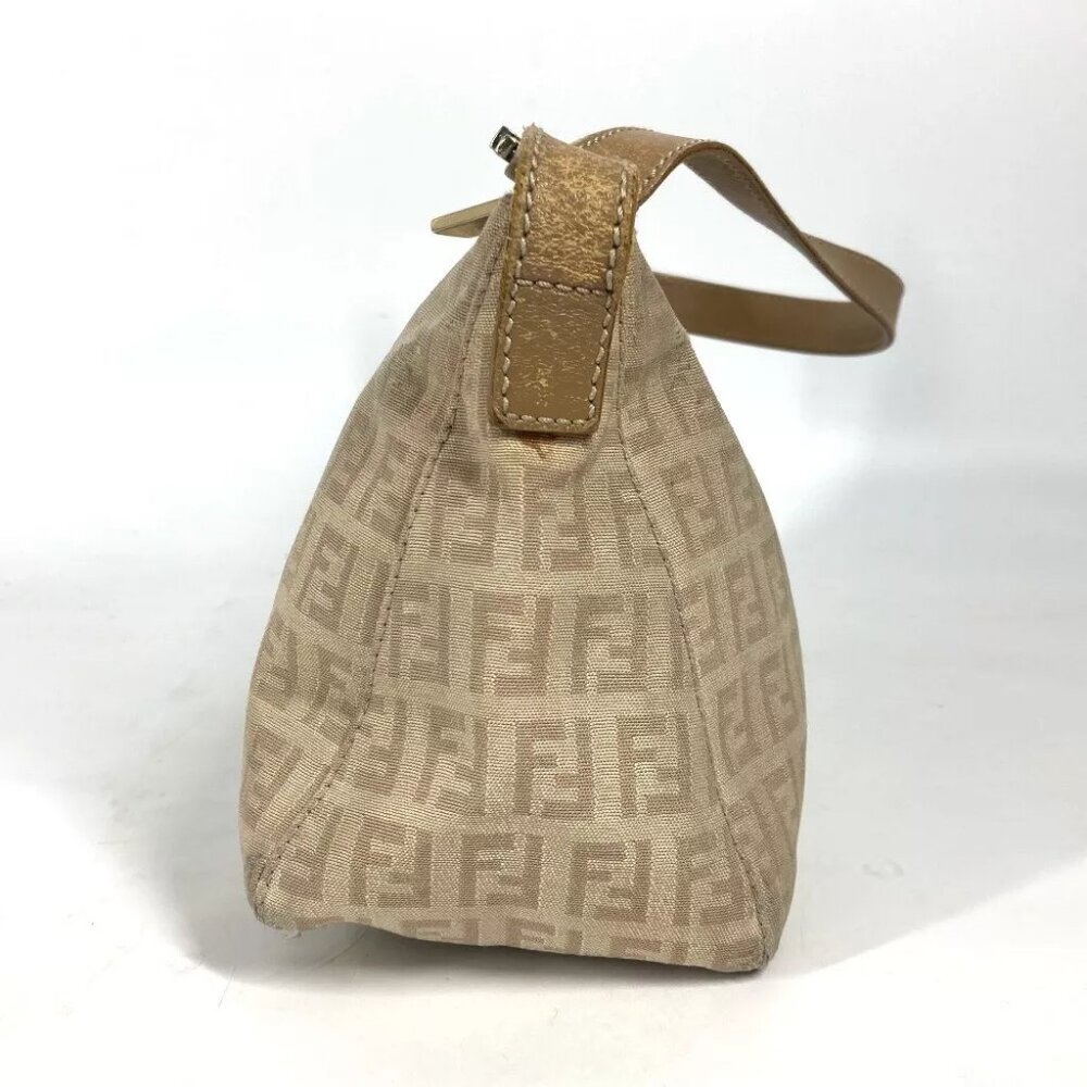 FENDI Zucchino Zucca logo bag Shoulder Bag Leather/Canvas Beige - Picture 4 of 14
